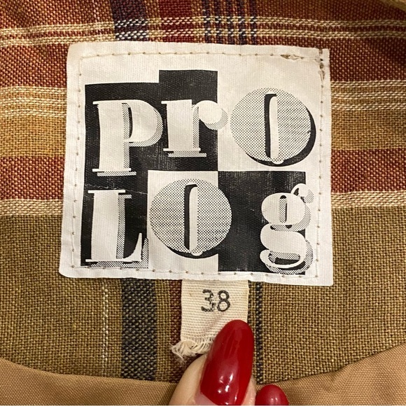 Plaid Linen Blazer By Prolog Vintage - Picture 8 of 8